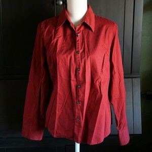 Long Sleeve Red Textured Button Down Shirt sz L